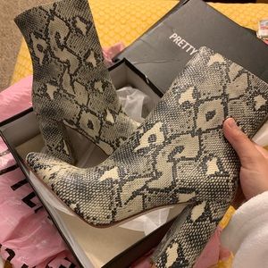 Snake print booties